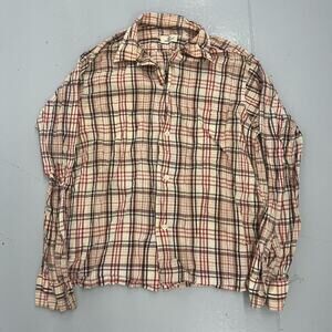 Vintage 60s Van Heusen White Plaid Cotton Loop Collar